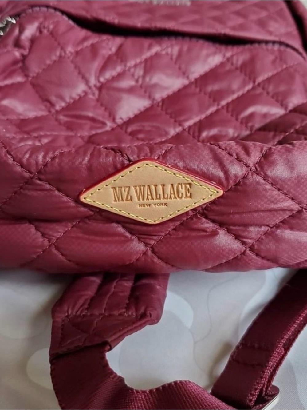 MZ Wallace Quilted Mini Backpack in Deep Burgundy - Picture 3 of 5